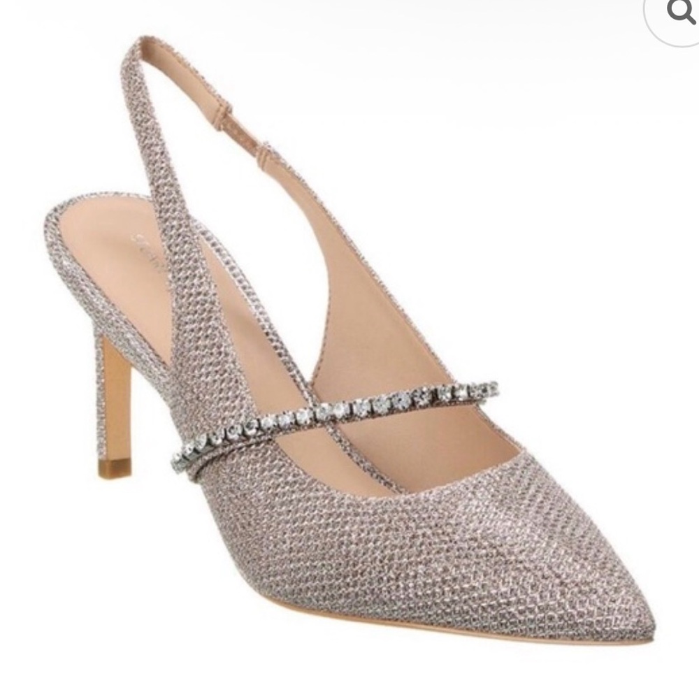 Stuart Weitzman Crystalline 75 Mesh Slingback Pump Rose gold disco mesh sz 8